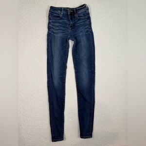 American Eagle high rise womens jeggings size 0 long dark wash